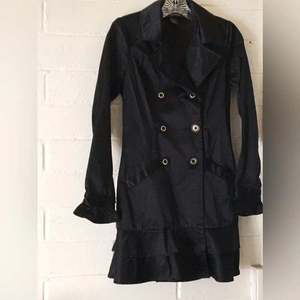 Rampage Elegant Black Double-Breasted Women's Coat - Picture 6 of 14